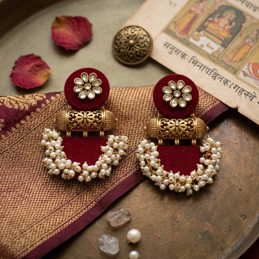 Royal Maroon Kashmiri Earring