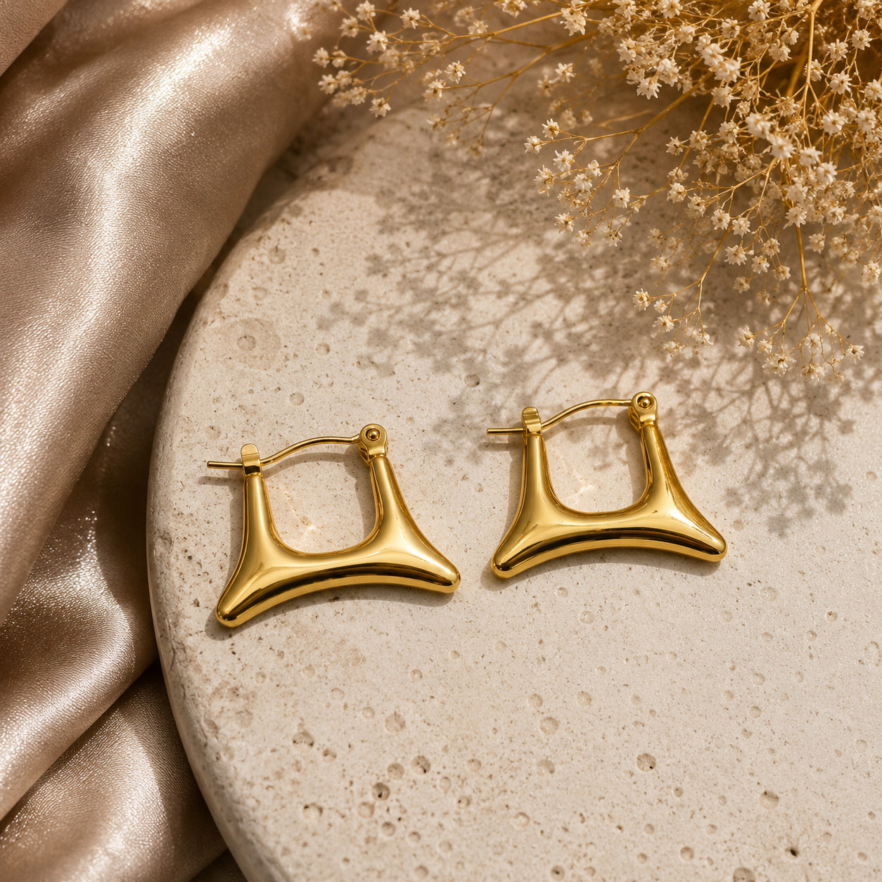 Sculpted Saddle Golden Hoop Earrings
