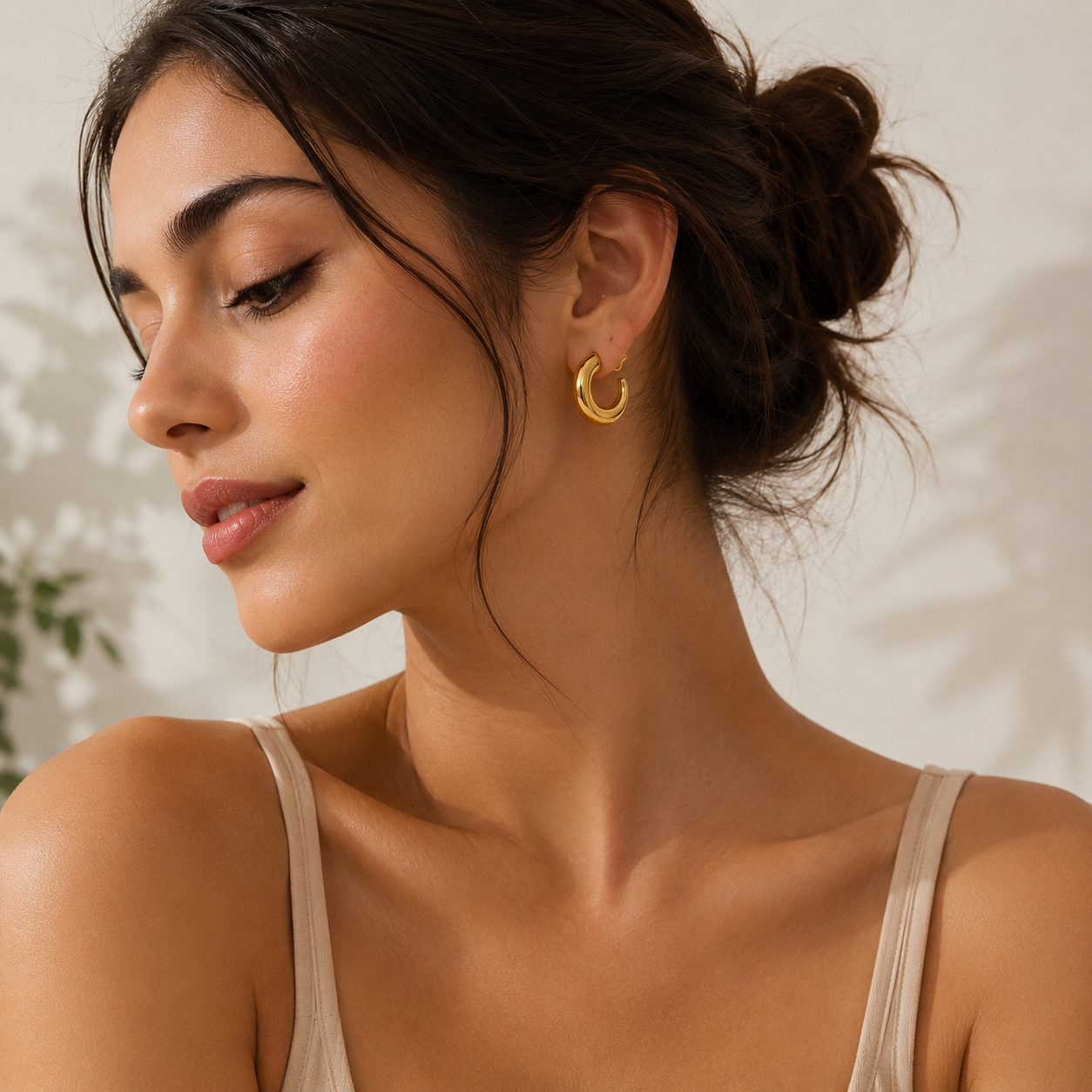 Dome Chunky Golden C-Hoops - Image 2