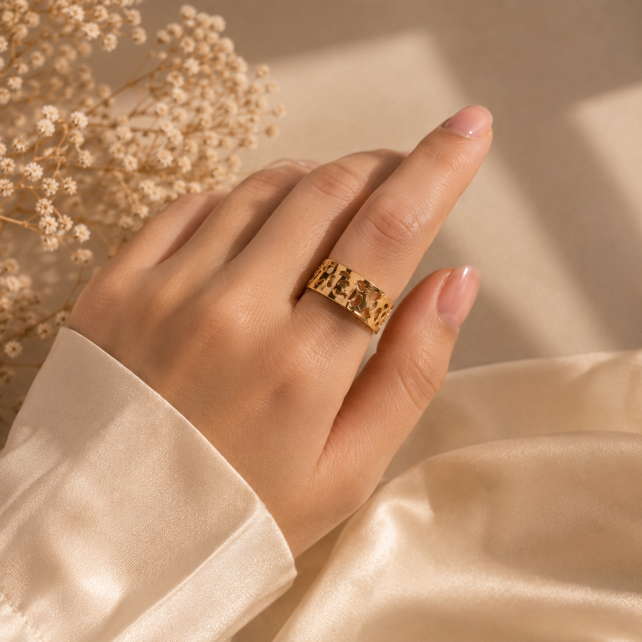 Luxury Gold Cutout Statement Ring for Women | Trendy Adjustable Fashion Ring