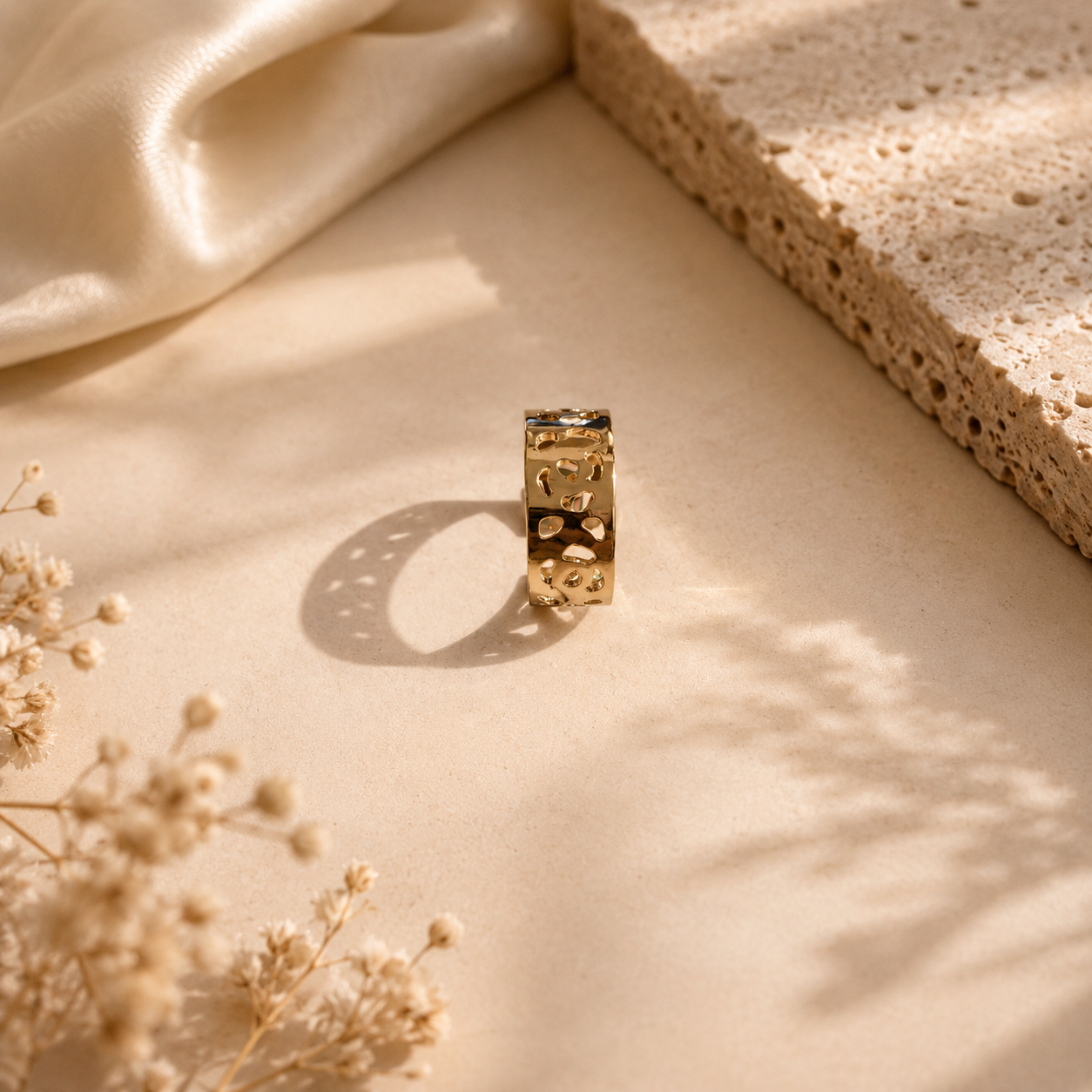 Luxury Gold Cutout Statement Ring for Women | Trendy Adjustable Fashion Ring - Image 3